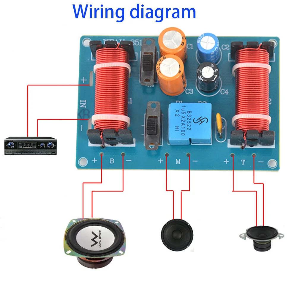 Tenghong 2pcs 150w 3ウェイオーディオスピーカークロスオーバートレブルミッドレンジベースブックシェルフカースピーカーフィルター周波数ディバイダークロスオーバー