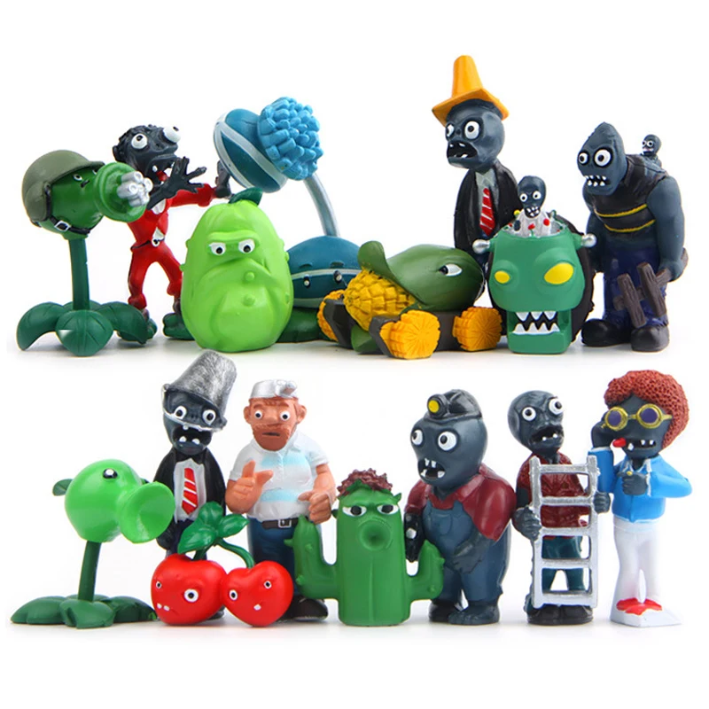 16Pcs/Set Plants vs Zombies PVZ  Figures Toys PVC Cherry Bomb Cactus Collection Figures Toys Zombies Figure Collection Model Toy