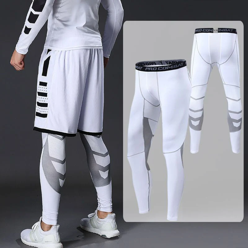 

Men's Gym Compression Pants Male Tights Leggings for Running Gym Sport Fitness Quick Dry Fit Joggings Workout White Black Pants