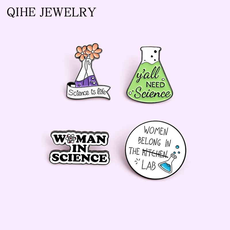 Chemistry Pharmacist Enamel Pin Science Metal Brooches Pins for Backpack Cute Black White Badge Jewelry Gifts Friends Wholesale