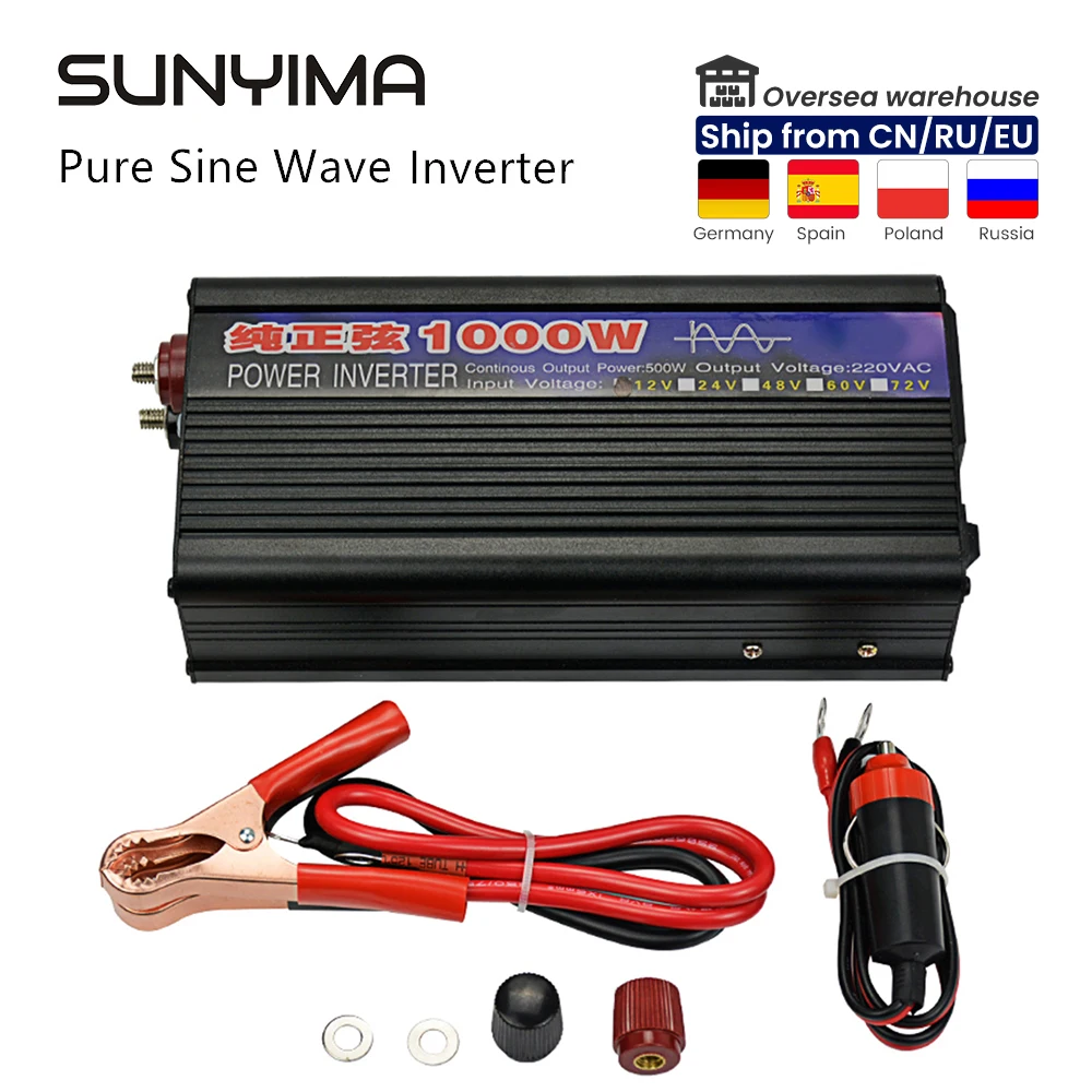 

SUNYIMA 1000W Pure Sine Wave Inverter DC To AC 50HZ Power Inverter Booster Voltage Transformer Converter 12V 220V