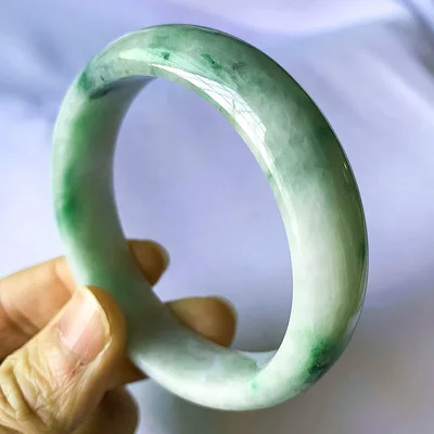 Natural Burmese Jade Two-tone 54-64mm Bangle Elegant Princess Jewelry Best Gift