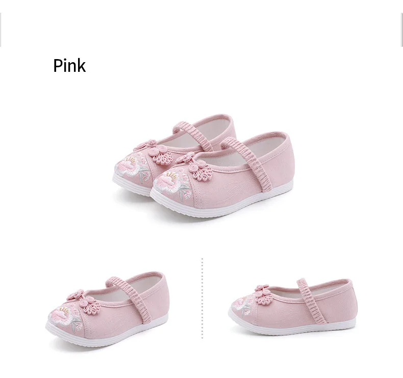 2023 New Chinese style children's embroidery shoes retro fashion children's shoes spring and autumn celebrity dance shoes 25-36