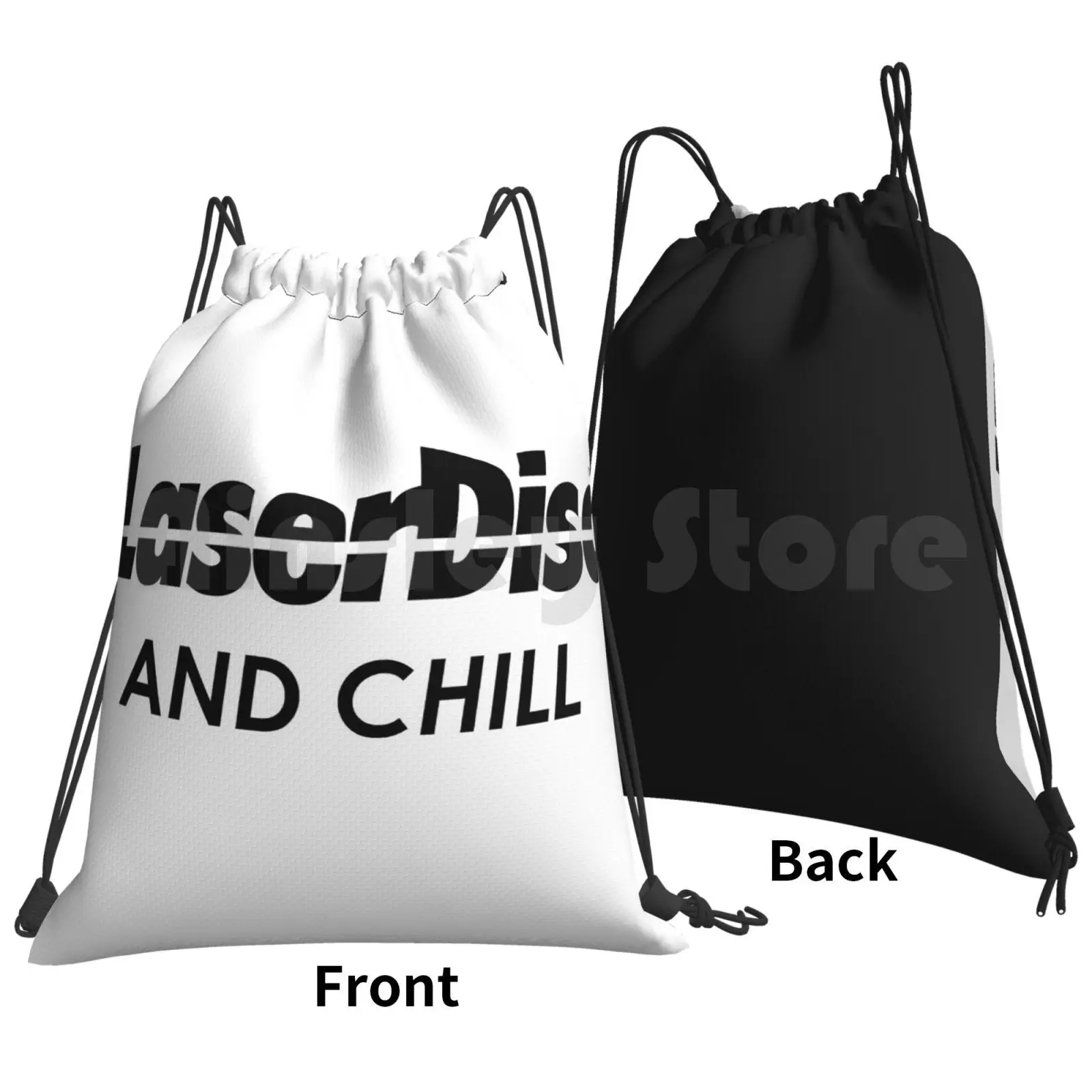 Laserdisc And Chill Backpack Drawstring Bags Gym Bag Waterproof Laserdisc Chill Netflix Movies Obsolete Media Format Video