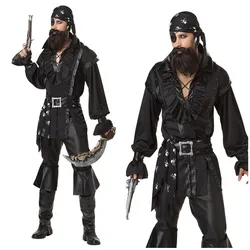 Jack Sparrow Pirate Costume Adult Cosplay Fancy Dress Carnival Captain Pirates Caribbean Halloween Party Costume