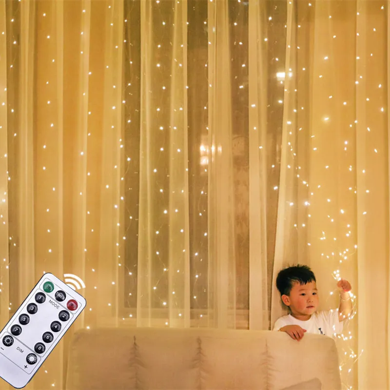 600/300 LED Window Curtain String Light Wedding Party Home Garden Bedroom Outdoor Indoor Wall Decorations