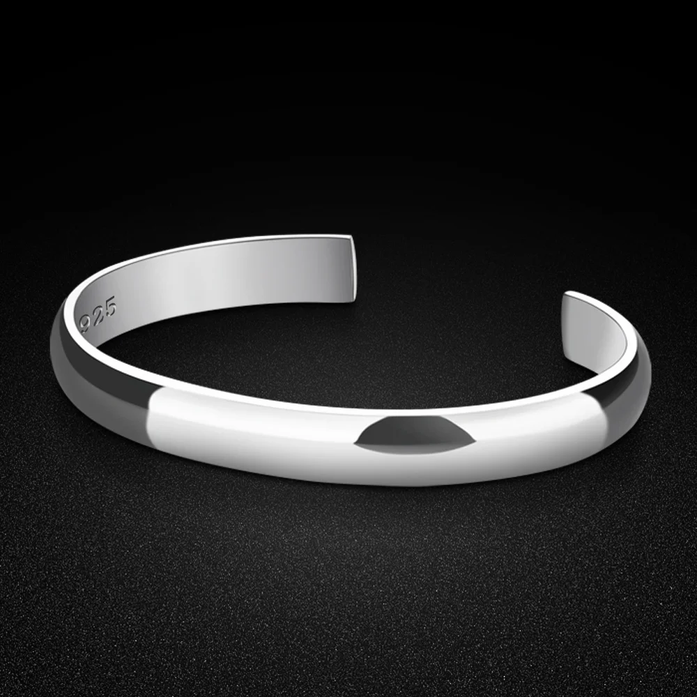 Light 925 Sterling Silver Smooth Bracelet Women's Solid Silver Bangle Fresh Fashion Jewelry Finish for Elegance Refinement