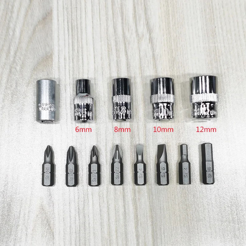 Set di cricchetti per punte da cacciavite 14 pezzi strumento di riparazione portatile per trapano e accessori per manicotti di qualità Extra dura
