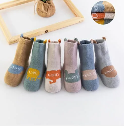 

3Pairs/lot Autumn and winter three-dimensional super thick children's socks baby child infant towel socks cartoon terry sock