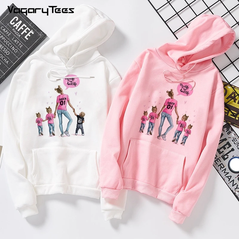 

family matching Hoodies Sweatshirt mom with son daughter mum tops kids baby girl boys casual loves Mama Streetwear clothing