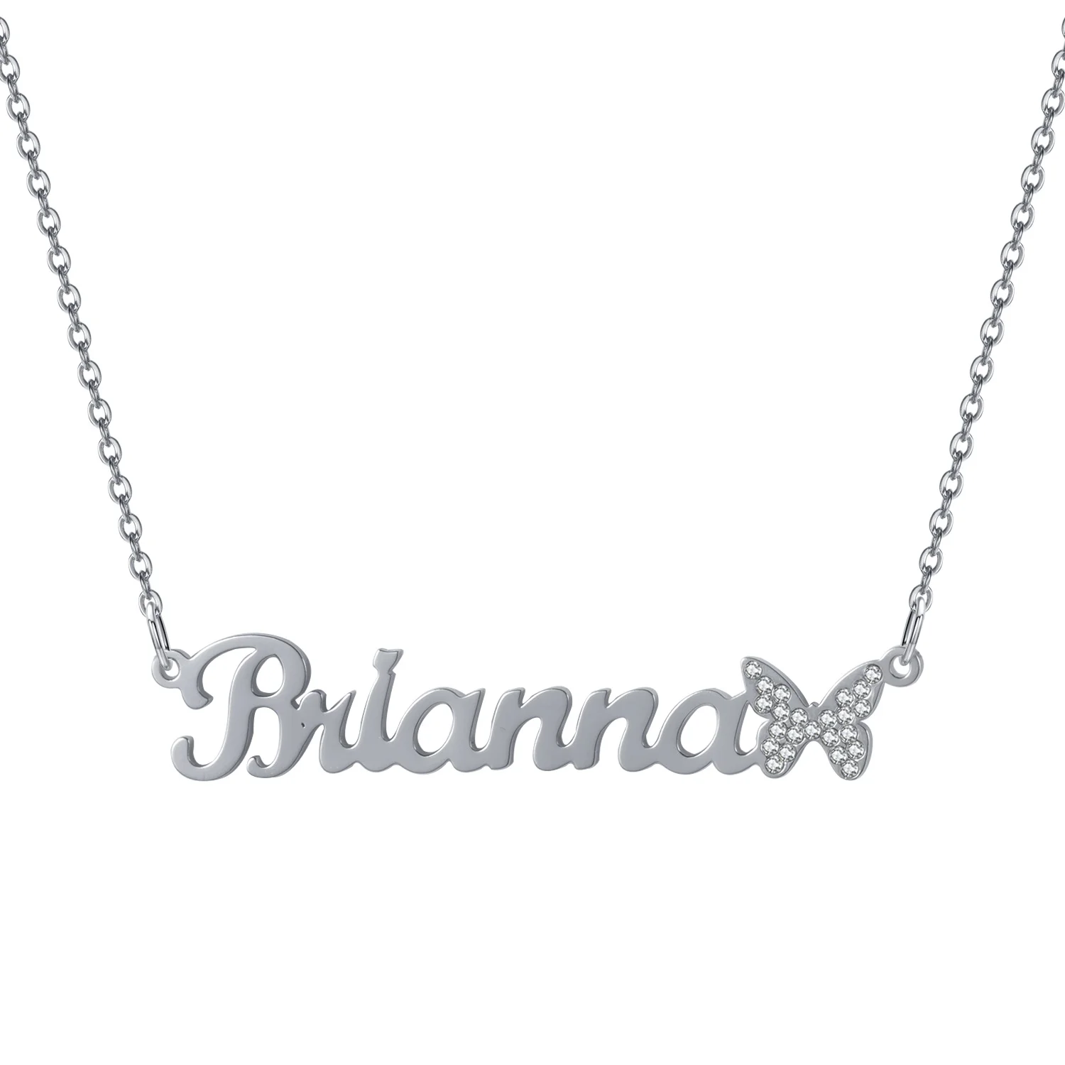 Diamond Kalaunu Retro Trend Custom Name 925 Sterling Silver Personalized Gift Girlfriend Necklace Shiny Full Zircon Jewelry