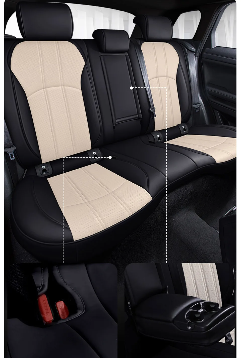 (Vorder- und Rücksitzbezüge) Leder-Autositzbezüge für Mazda CX5 2012 2013 2014 2015 2016 2017 Zubehör – Detail 15