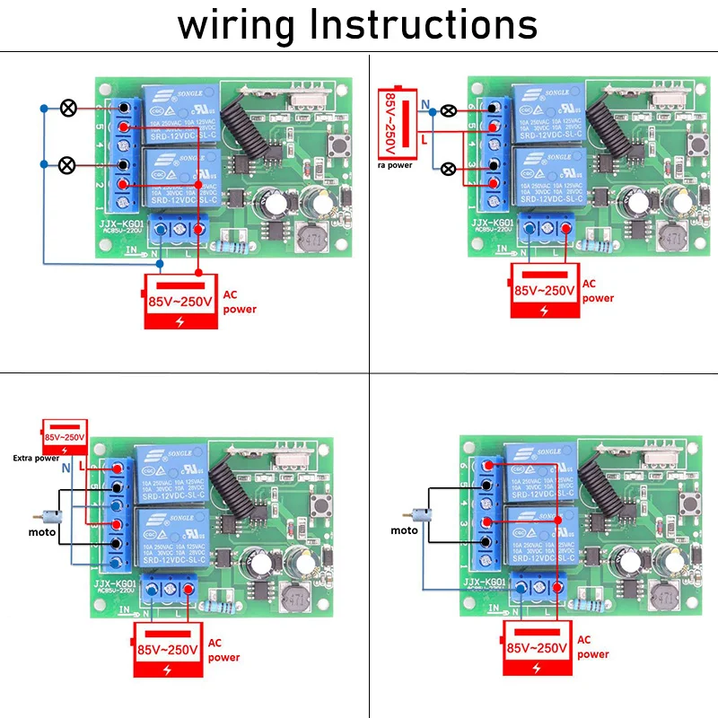 433MHz Universal Wireless Remote Control AC110V 220V 2CH Rf Relay Receiver and 1000m ON/OFF Transmitter For Garage door/Gate/Led