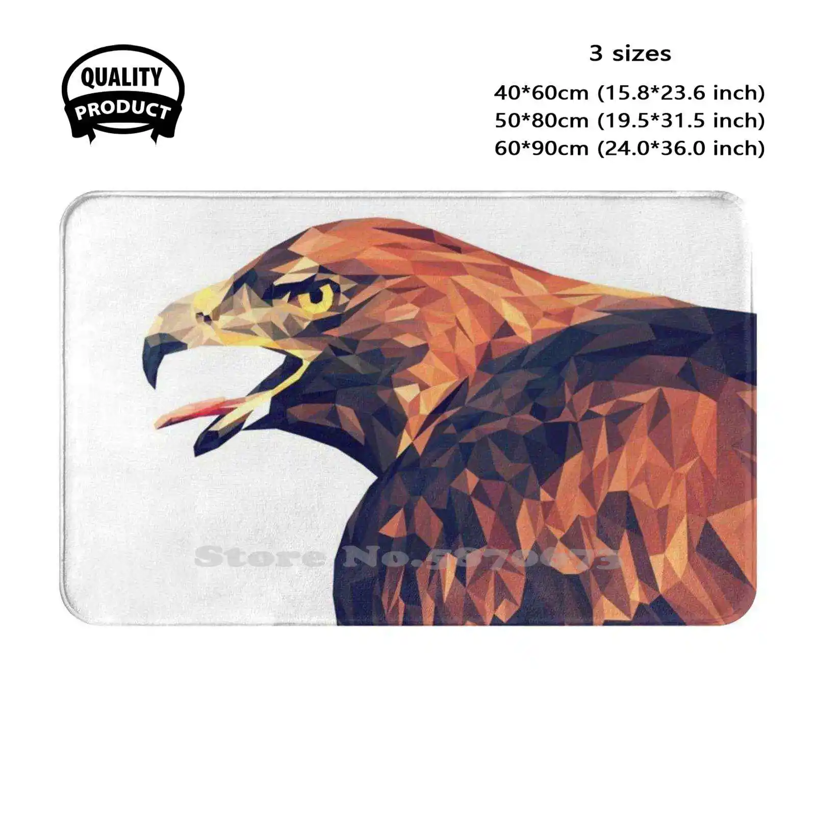 Eagle Call Polygon Art Soft Cushion Home Carpet Door Mat Car Rug Geometric Abstract Graphic Triangle Low Poly Vector Animal