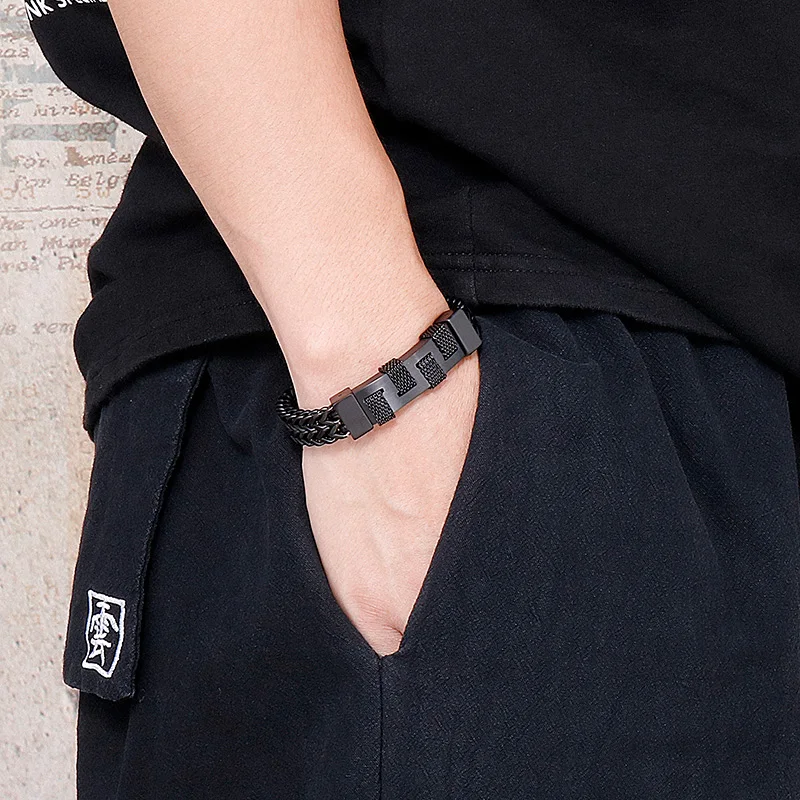 Drei-farbe Trend Edelstahl Nähte herren Armband Design Gefühl Armband Schmuck – Detail 12
