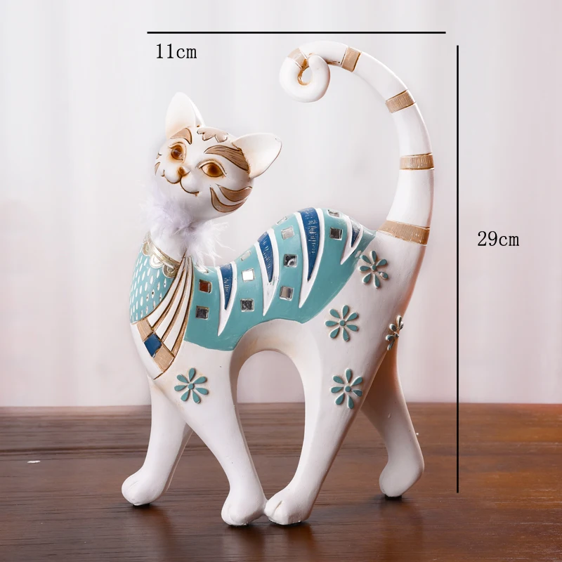 European Animals Figurine Resin Cute Cat Shape Statue Art Sculpture Figurine Craftwork Home Decoration Accessories