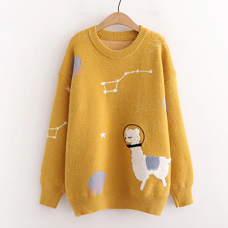 Cute Cartoon Print Knitwear Women Pullover Sweater korean loose Soft knit jumper tops casual outwear pull femme spring autumn