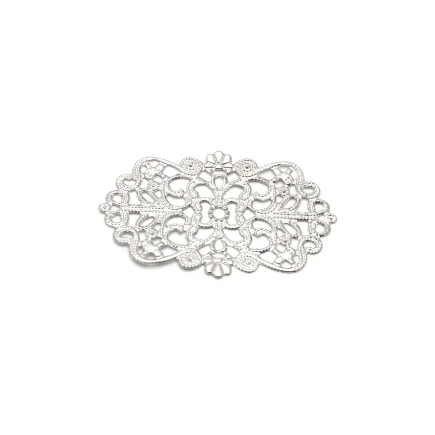 Retail 10Pcs Flowers Filigree Wraps Connectors Metal Crafts Decoration DIY Findings 50x31mm