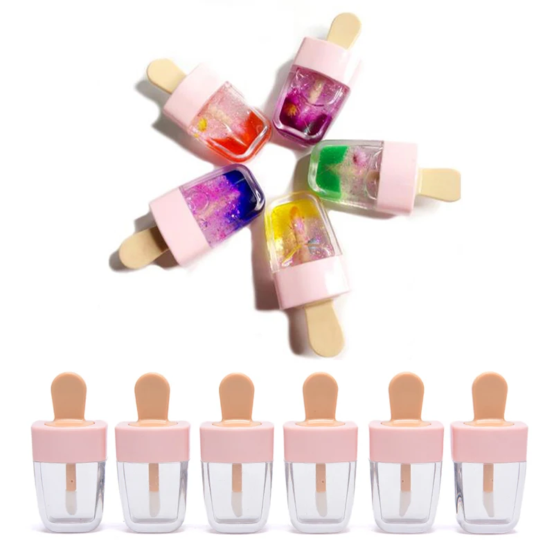 6Pcs/lot Ice Cream Lip Gloss Bottle Lip Glaze Tube Empty Lipgloss Tube Packaging Material Makeup DIY Lip Glaze New