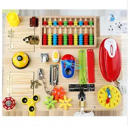 Montessori Children Busy Board Accessories Wood DIY Toy Material Early Education Activity Board Parts For Basic Skills Learning