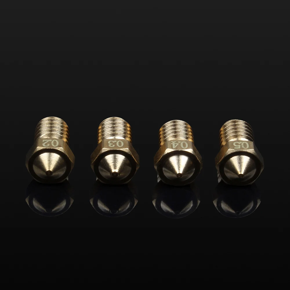 3DSWAY 4pcs/lot 3D Printer Parts e3d v5 v6 Hotend Brass Nozzle M6 Thread 0.2/0.3/0.4/0.5mm for 1.75mm filament Prusa Accessories
