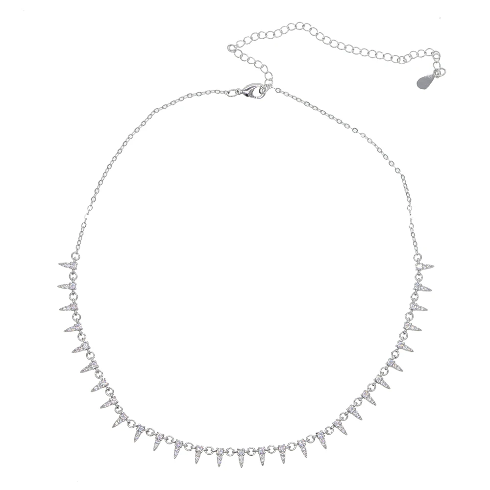 New ARRIVED Hip HOP Rock women jewelry cz spikes cz rivet charms link chain short choker necklace