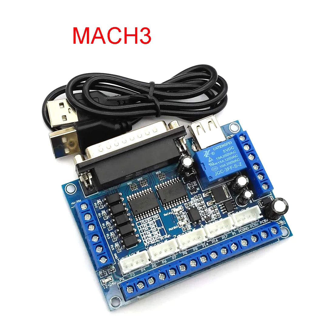 

5 Axis CNC Breakout Board With USB Cable For Stepper Motor Driver MACH3 Parallel Port Control Blue