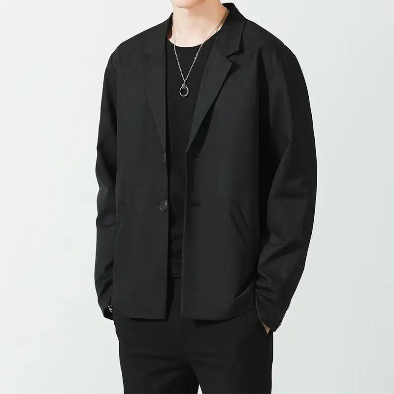 Men Japanese Loose Suit Jacket Casual Solid Thin Long Sleeve Single-breasted Coat Tops For Male Smart Business All-match Blazers