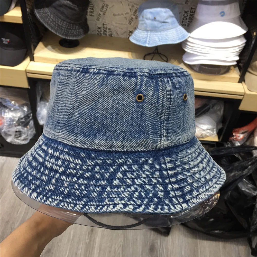 2020 New Summer Hats Women 100% Cotton Twill Fisherman Hat Girls Sun Protective Washed Denim Bucket Hat