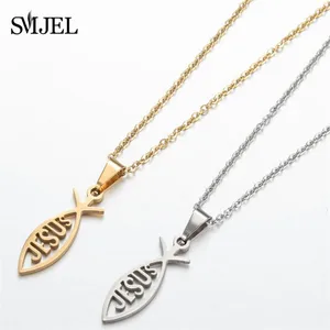 Paslanmaz çelik İsa Mektubu Kolye Kadınlar için, Erkekler için, Balık Kolye, Hıristiyan, Hıristiyan, isa, İchthys, Mücevher 6 Büyük balık satışı bir hıristiyan no. 3