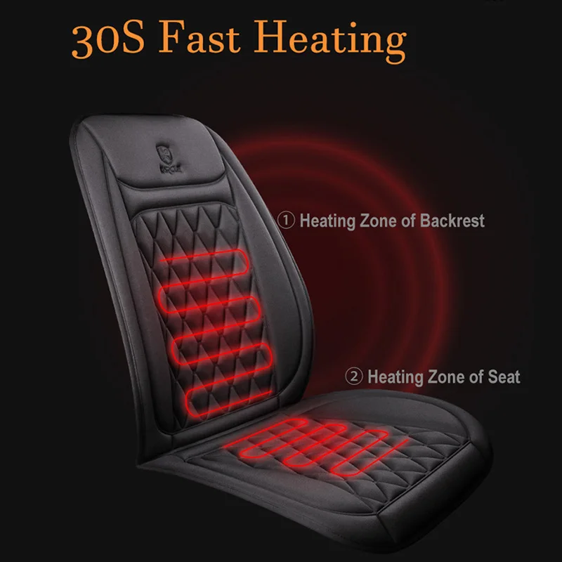 2pcs Heated Car Seat Cushion Fast Heating Seat Covers 12V/24V Universal Automobile Seat Cover Heater