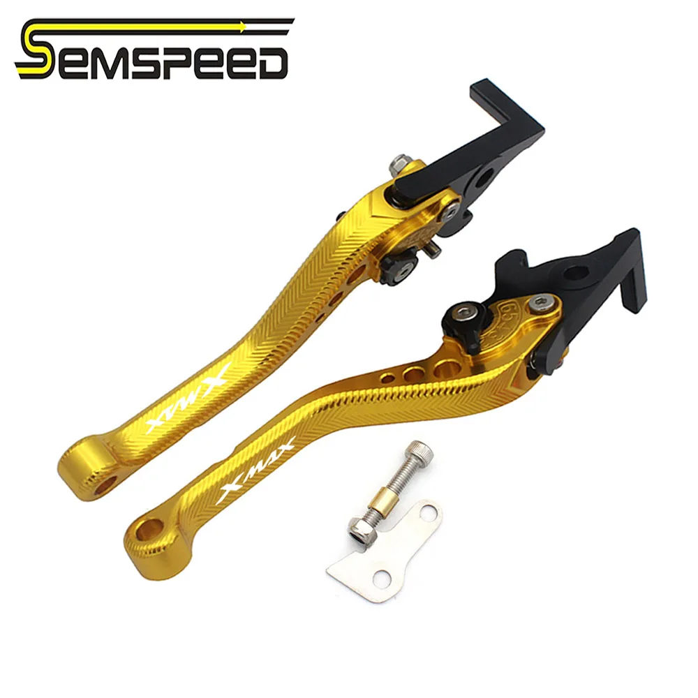 SEMSPEED CNC 3D Rhombus Short Parking Brake Clutch Levers Automatic Locking For Yamaha 2023 X-MAX 300 250 125 XMAX125 2021 2022