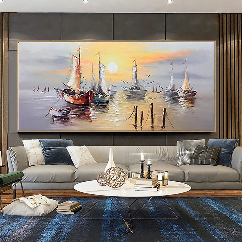 Venice Scenery Hand Painted Oil Painting On Canvas Abstract Handmade Wall Art Living Room Office Large Size Decoracion Paintings