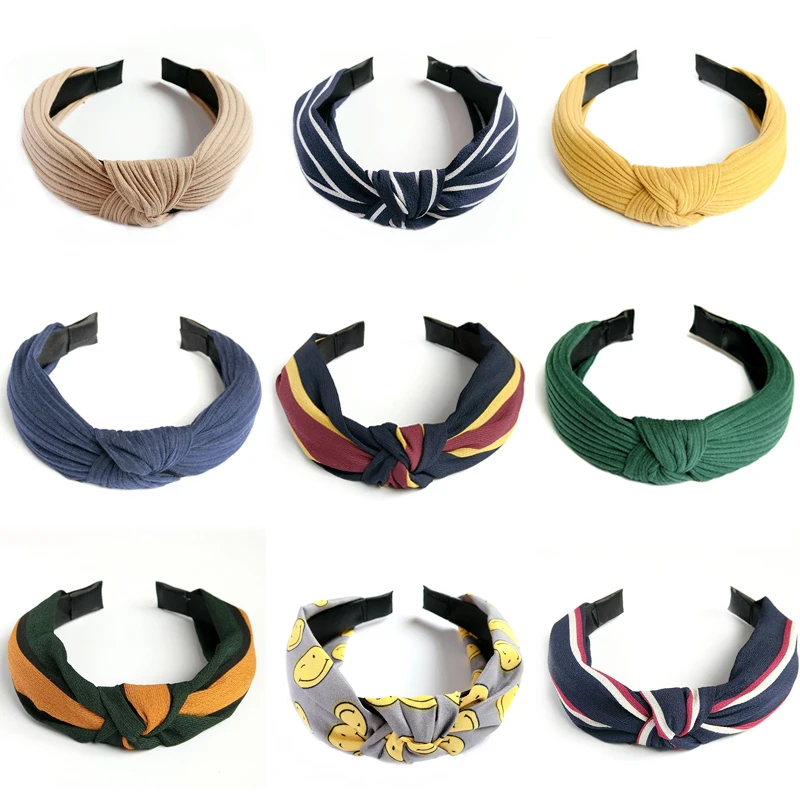 New Top Knot Hairband for Women Girls Hair Head Hoops Bands Accessories Fabric Floral Print Headband HeadWrap Headwear Headdress