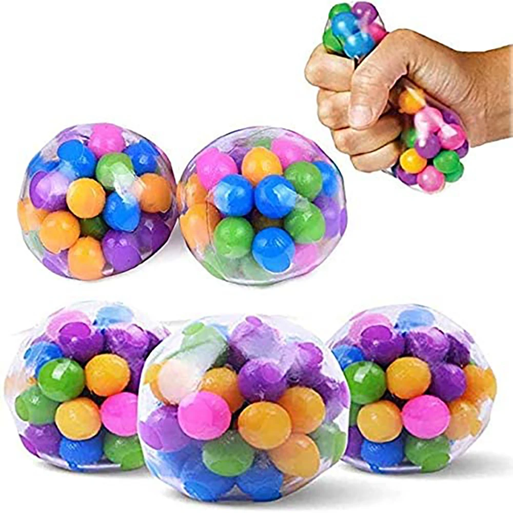 Rainbow Anti-stress Ball Fidget Sensory Toy DNA Colored Beads Autism Mood Squeeze Relief Healthy Vent Toy Kids Christmas Gift