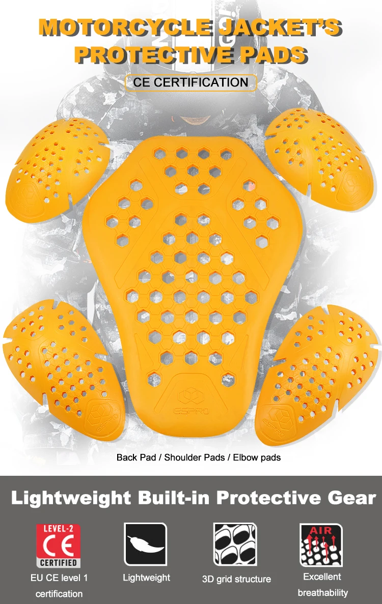 Universal Motorcycle Jacket Protective Pads Racing Back Protector Jacket Insert Armor Built-in Protective Gear Riding Equipment