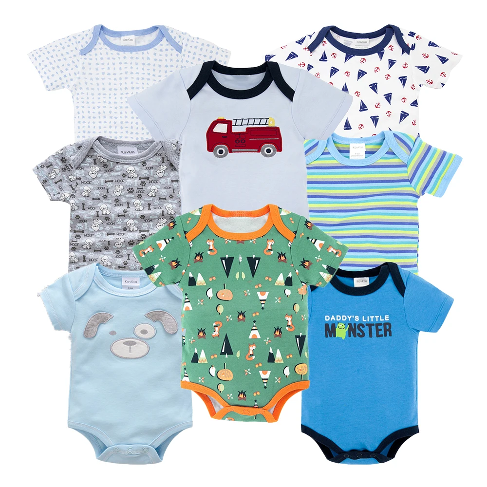 

8 PCS/Set Short Sleeve Baby Bodysuits 100%Cotton Overalls Newborn Boys Clothes bodys de bebe girls jumpsuit & clothing for 0-12M