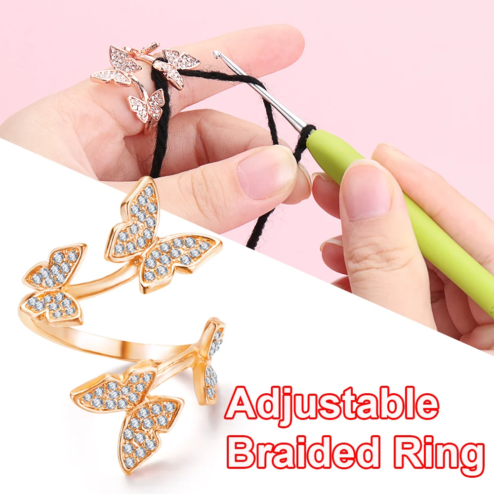 Hot Butterfly Shape Adjustable Knitting Loop Crochet Loop Knitting Tools Ring Finger Wear Thimble Yarn Guides Sewing Accessory