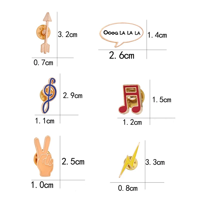 Yeah Gesture Music Note Arrow Lightning Brooch Button Pins Denim Pin Metal Badge Cartoon Fashion Jewelry Best Friends Kids Gifts