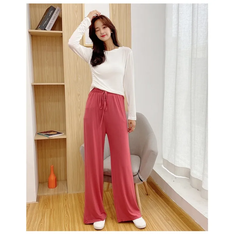 17 colors Summer Autumn Wide Leg Pants for women Casual Elastic fashion loose long pants All matching Trousers Femme