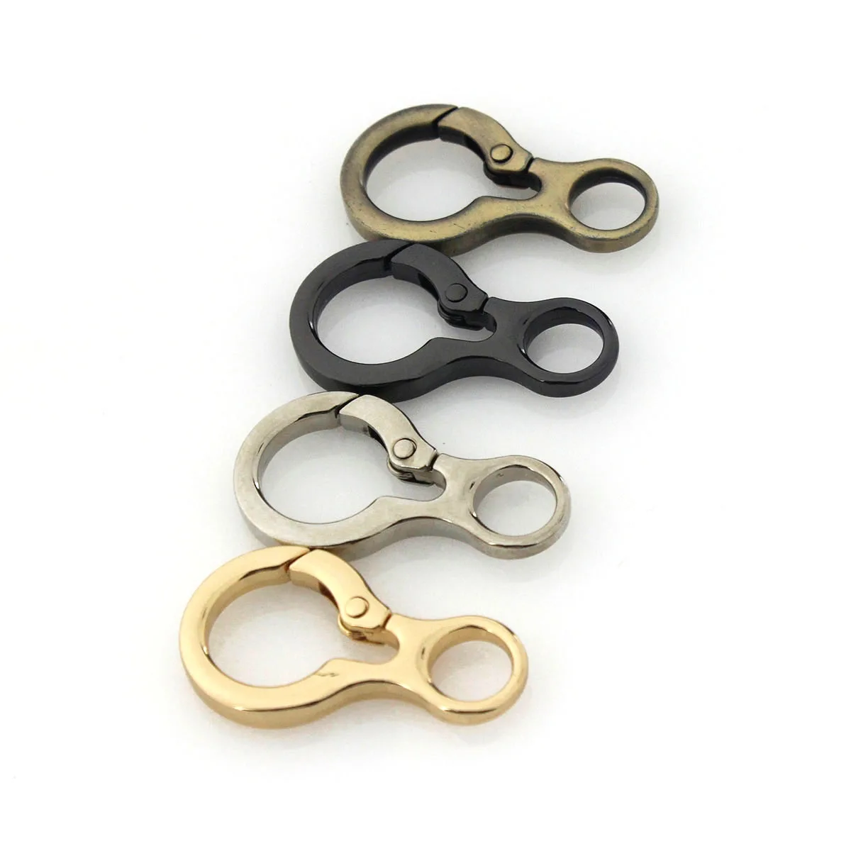 1pcs Metal New Style Ring Snap Hook Spring Gate Trigger Clasps Clips for DIY Leather Craft Belt Strap Webbing Keychain Hooks