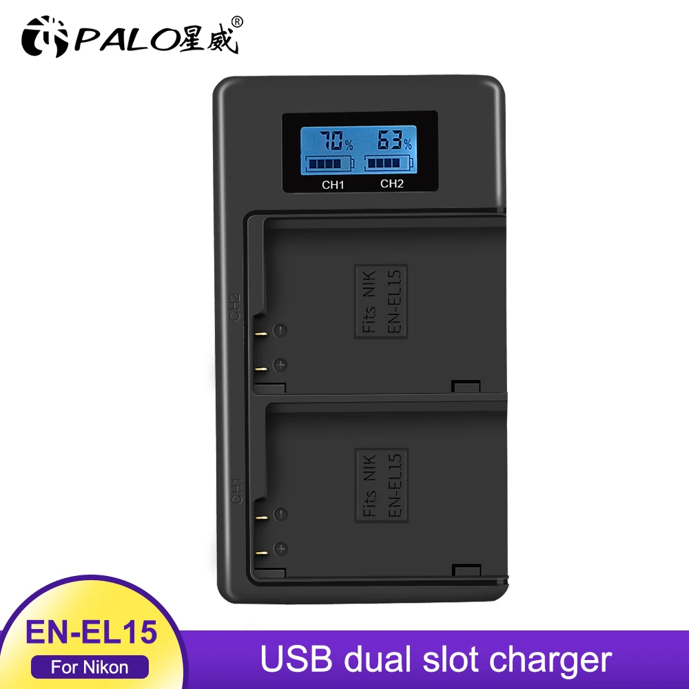 

PALO EN EL15 ENEL15 EN-EL15 LCD Dual Charger for Nikon D500,D600,D610,D750,D7000,D7100,D7200,D800,D800E,D810,D810A v1