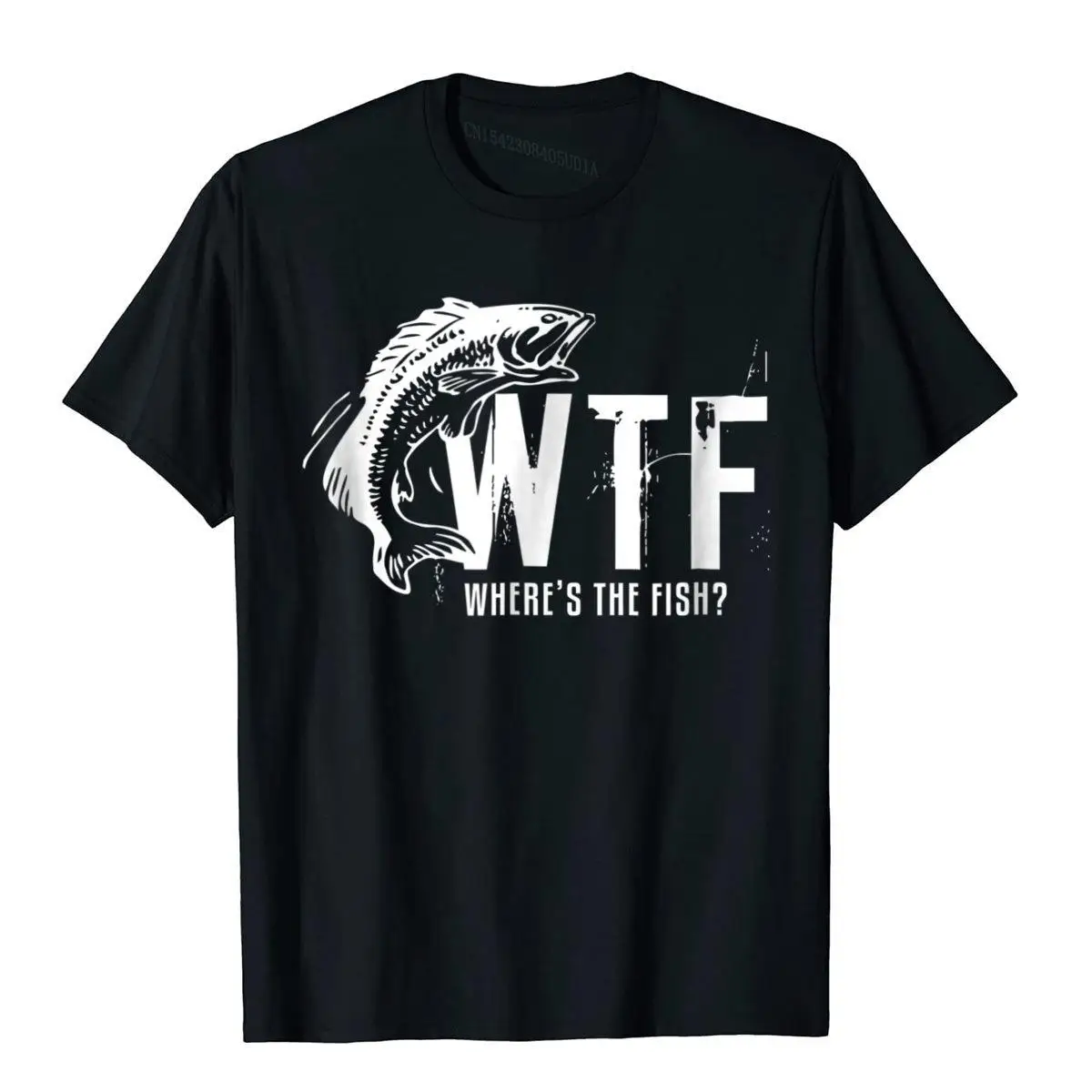 

WTF Where's The Fish Men's Funny Fishing T-Shirt Men Prevalent Anime Tops & Tees Cotton T Shirts Geek