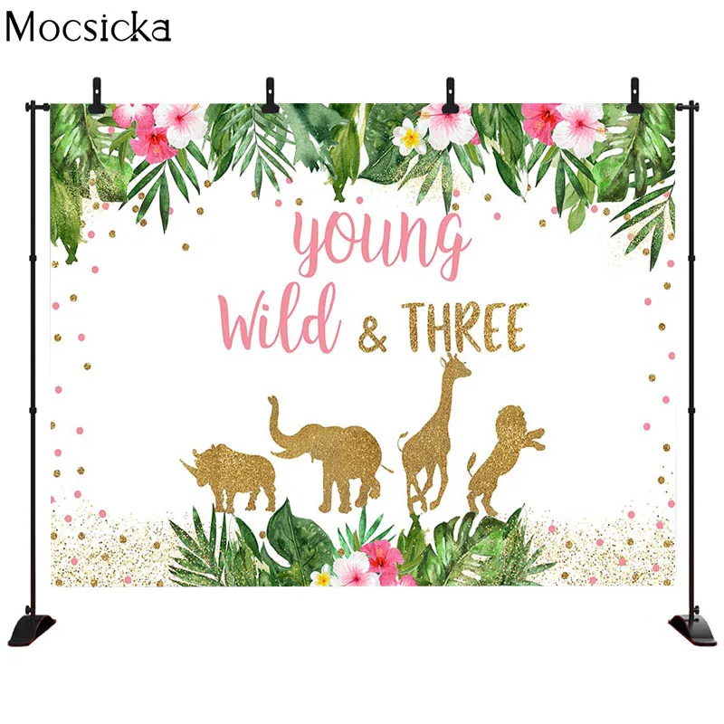 Mocsicka Baby Shower Background Jungle Animals Background Decorative Style Child Portrait Photo Background Photography Banner