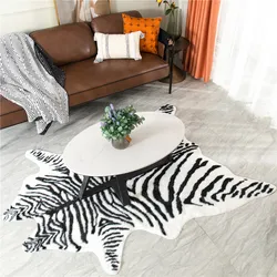 Imitation Animal Skin Carpet Non-slip Cow Zebra Striped Area Rugs and Carpets For Home Living Room Bedroom Floor Mat