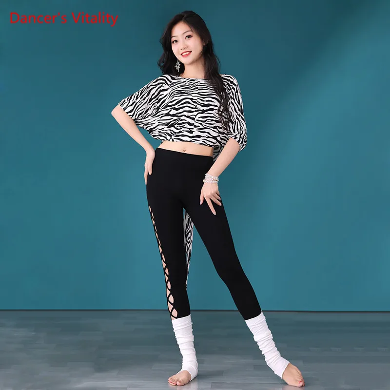 Belly Dance Suit Mesh Sequins Top Printed Ice Silk Skirt Performance Clothes Set Oriental Dancing Female Adult Practice Clothing