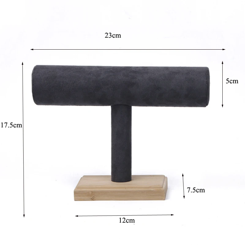 New Bamboo Velvet T-Bar Rack Bracelets Watches Bangles Necklace Jewelry Display Holder Stand Velvet Jewelry Organizer Wholesale