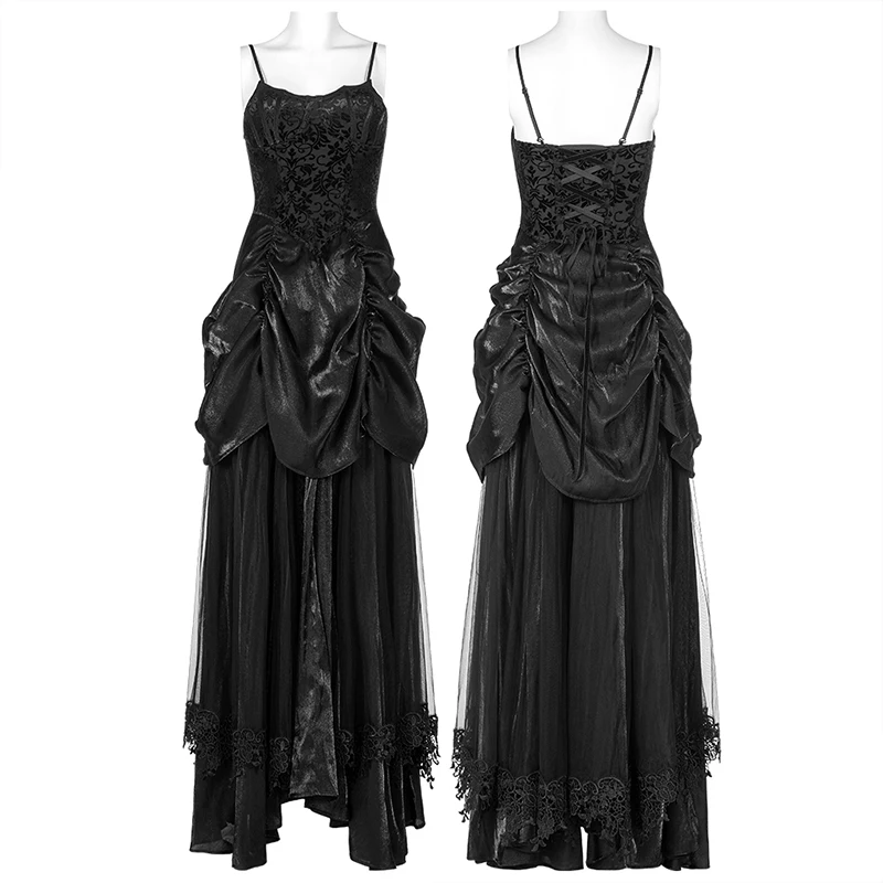 Punk Rave Gorgeous Gothic Wedding Dress WQ557 Visual Kei Women Clothing Four Seasons elastic burnt velvet fabric