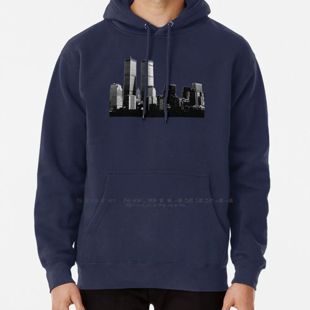 Twin Towers Hoodie Sweater 6xl Cotton Buildings Twin Towers New York City Usa Manhattan World Trade Center Patriotic Skyline