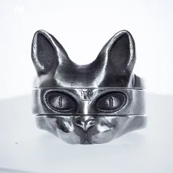 3PC/Set Vintage Silver Color Sphinx Hairless Cat Rings Set Bridal Sets Wedding Ring Unisex Engagement Jewelry Men Women's Ring